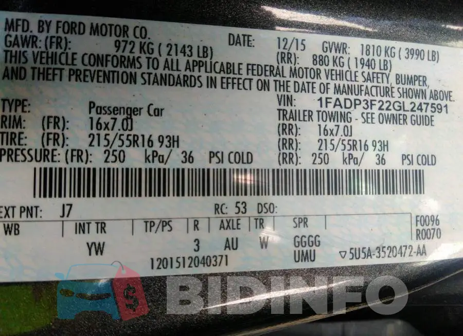1FADP3F22GL247591 Photo# 9