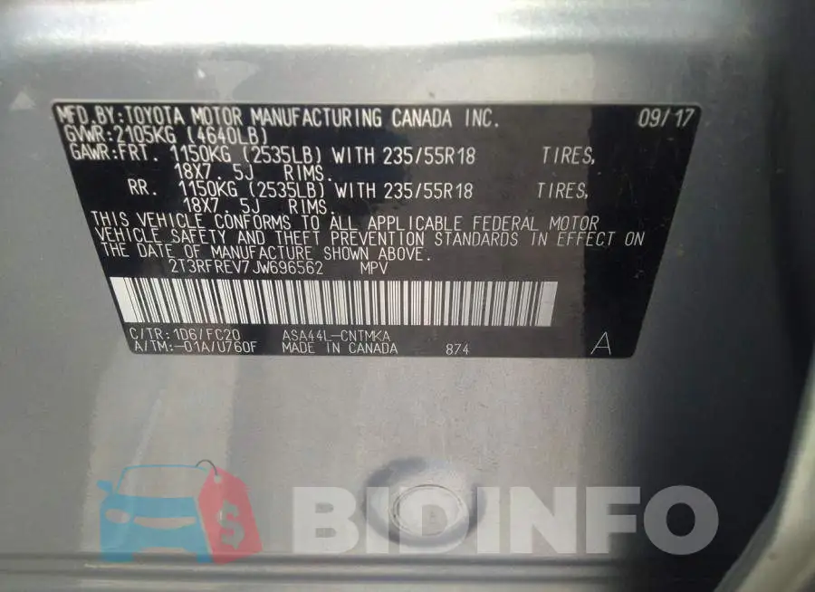 2T3RFREV7JW696562 Photo# 9