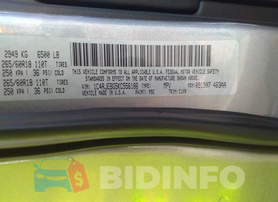 1C4RJEBG5KC556186 Photo# 9