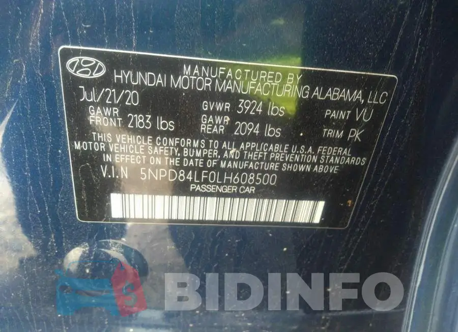 5NPD84LF0LH608500 Photo# 9