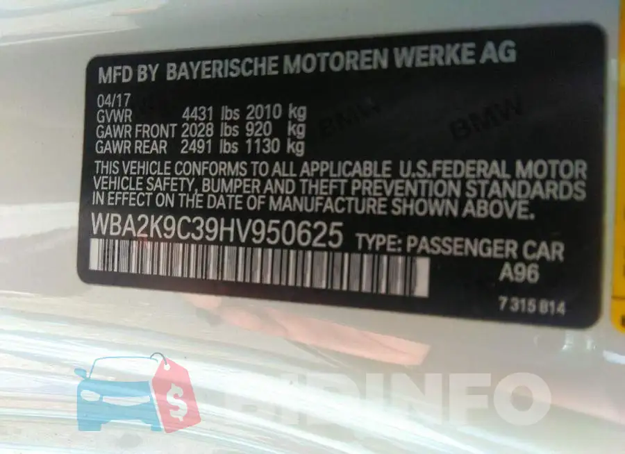 WBA2K9C39HV950625 Photo# 9