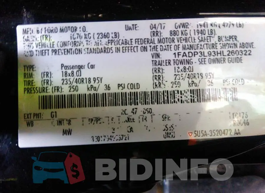1FADP3L93HL260322 Photo# 9