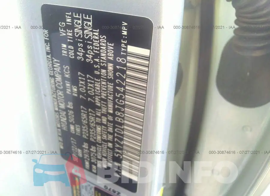 5XYZTDLB8JG542218 Photo# 9