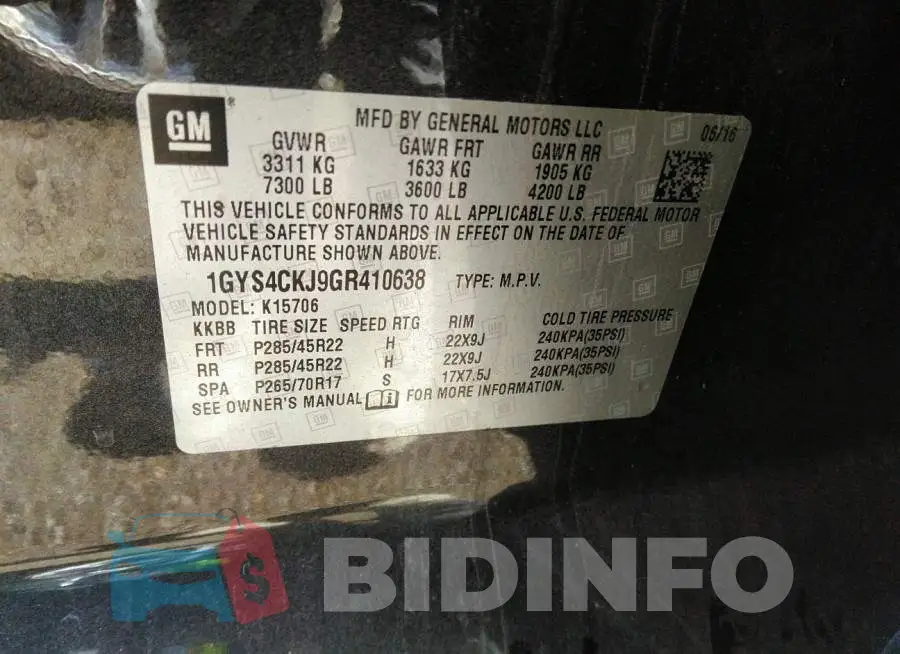 1GYS4CKJ9GR410638 Photo# 9