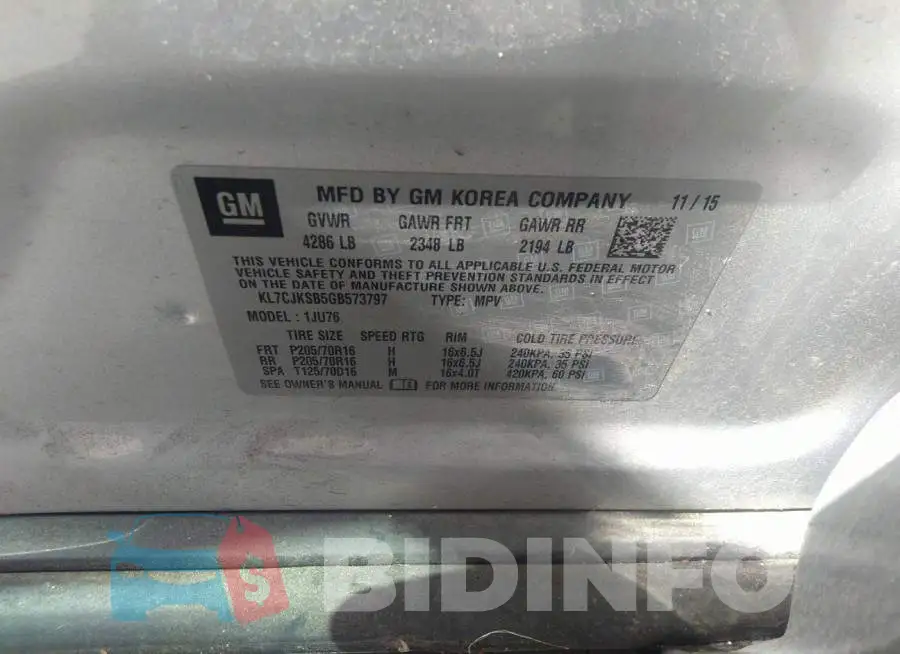 KL7CJKSB5GB573797 Photo# 9