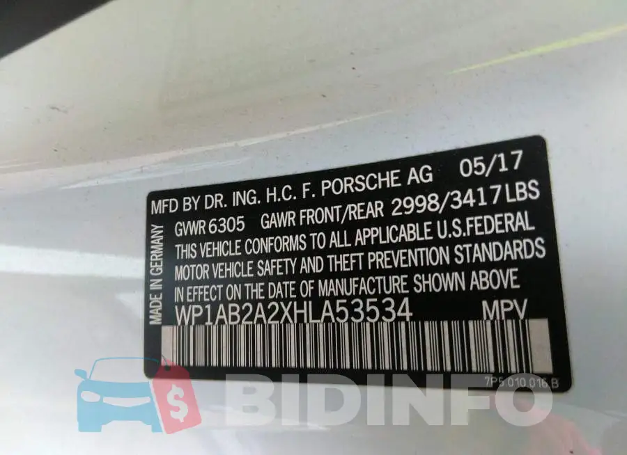 WP1AB2A2XHLA53534 Photo# 9