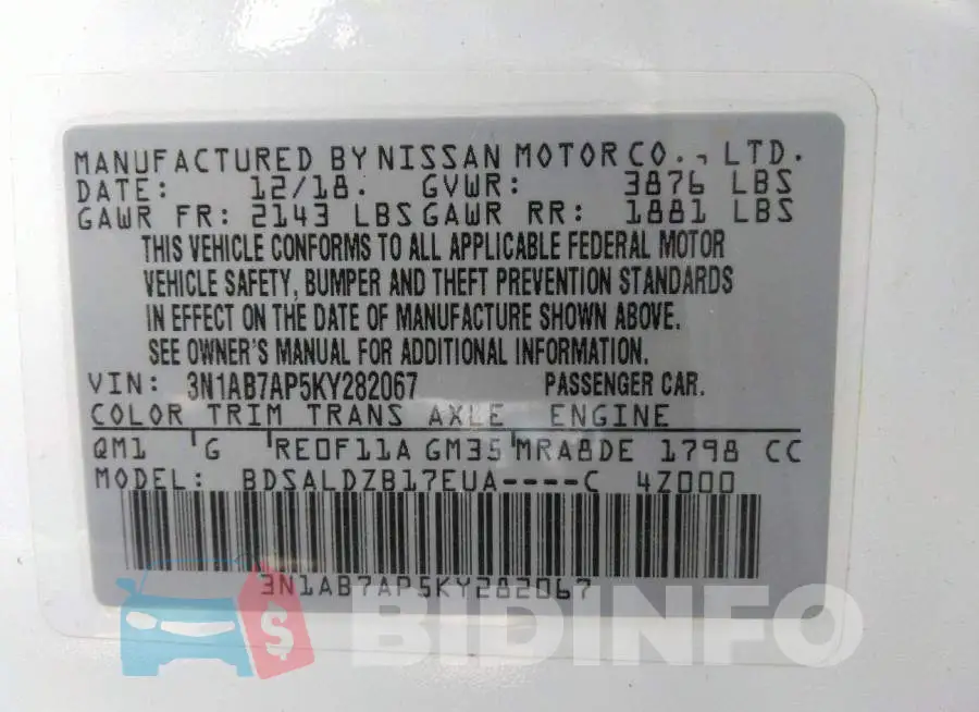 3N1AB7AP5KY282067 Photo# 9