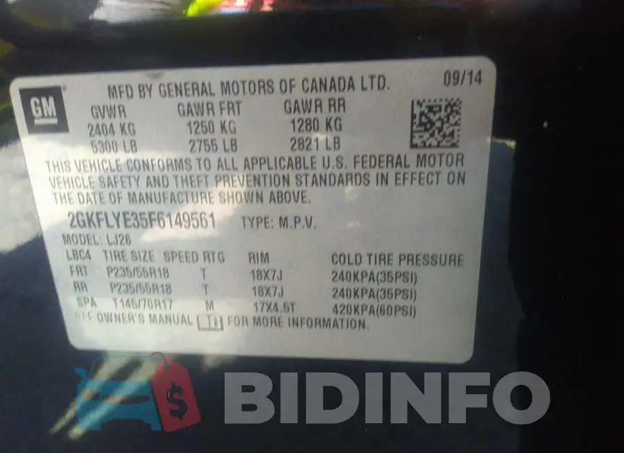 2GKFLYE35F6149561 Photo# 9