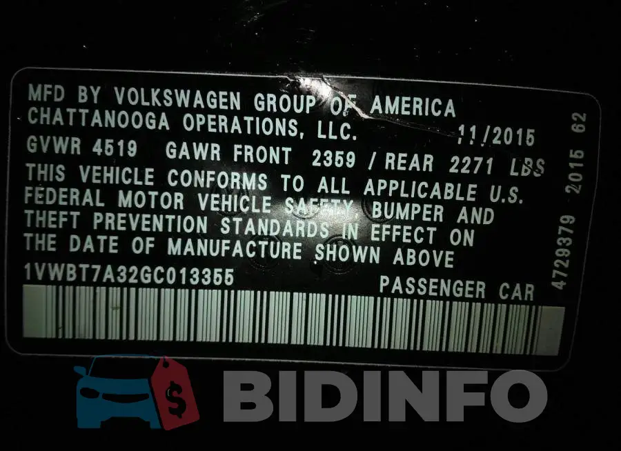 1VWBT7A32GC013355 Photo# 9