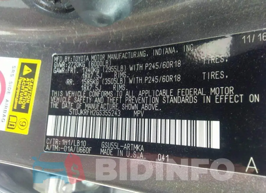 5TDJKRFH2GS355243 Photo# 9