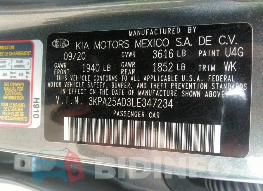 3KPA25AD3LE347234 Photo# 9