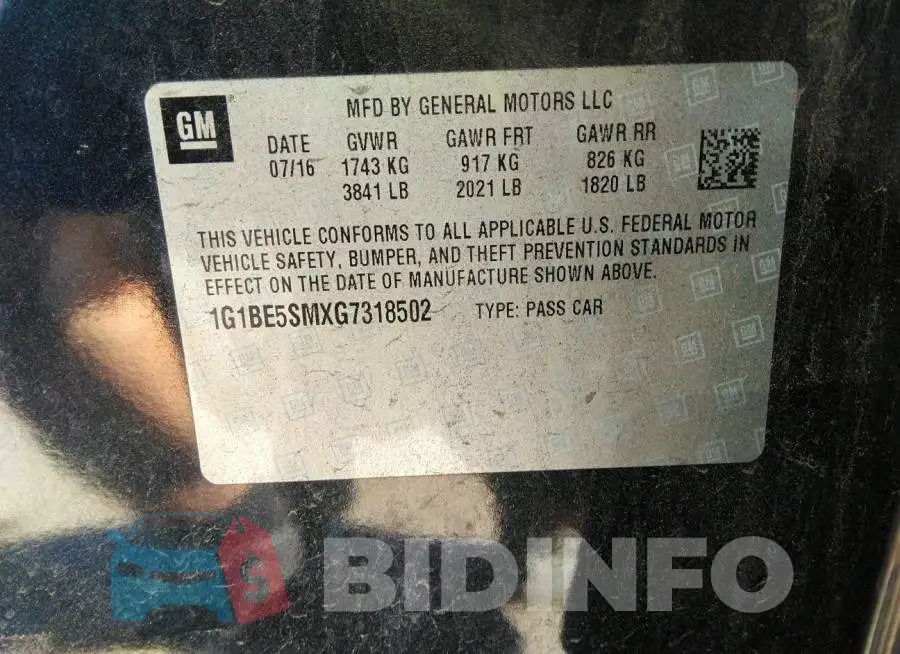 1G1BE5SMXG7318502 Photo# 9