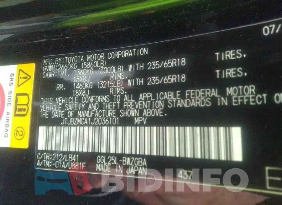 JTJBZMCA1J2036101 Photo# 9