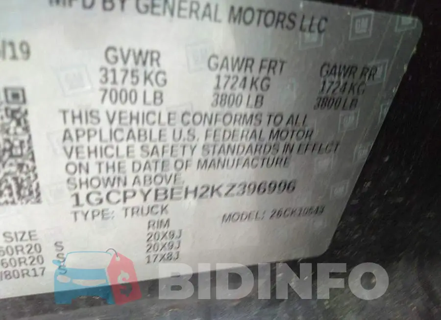 1GCPYBEH2KZ396996 Photo# 9