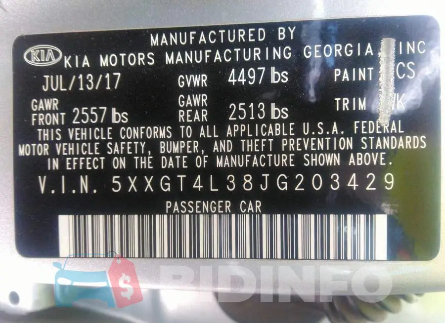 5XXGT4L38JG203429 Photo# 9