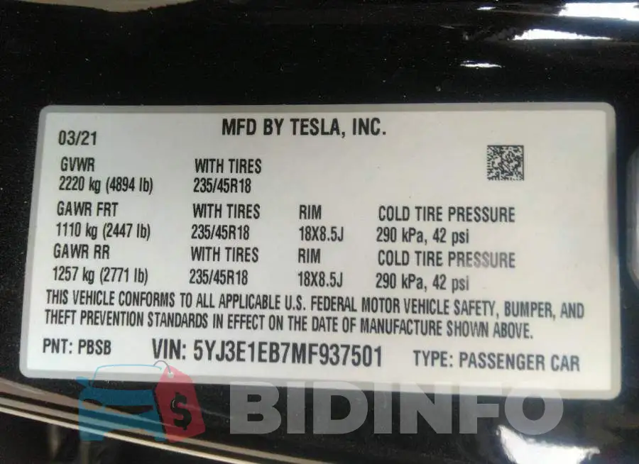 5YJ3E1EB7MF937501 Photo# 9