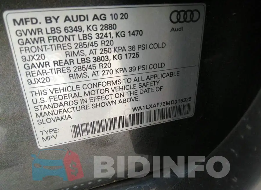 WA1LXAF72MD016325 Photo# 9