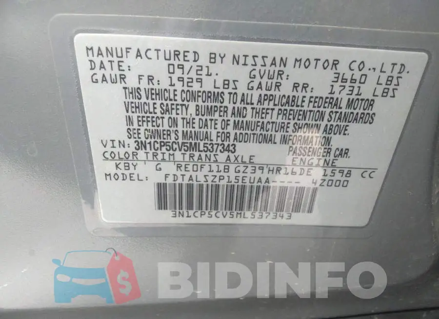3N1CP5CV5ML537343 Photo# 9