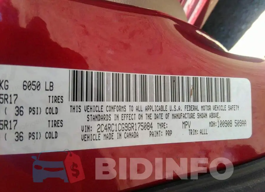2C4RC1CG9GR175084 Photo# 9