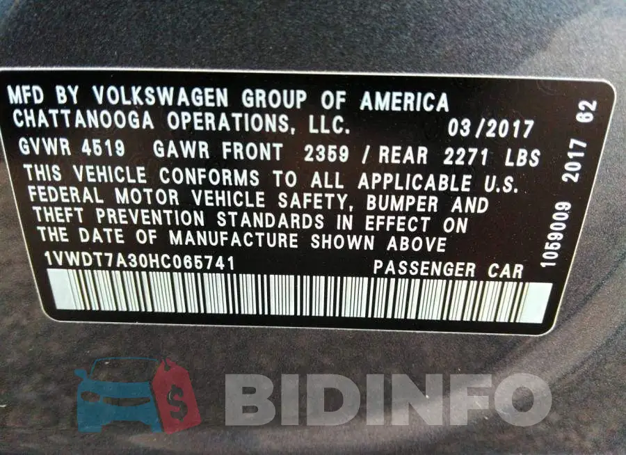 1VWDT7A30HC065741 Photo# 9