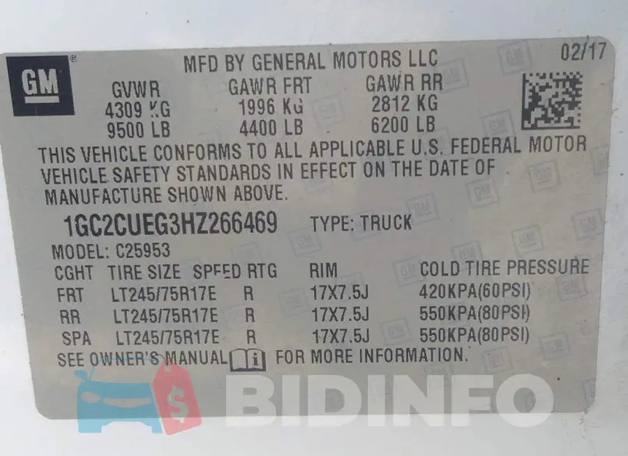 1GC2CUEG3HZ266469 Photo# 9