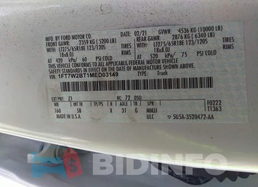 1FT7W2BT1MED03149 Photo# 9