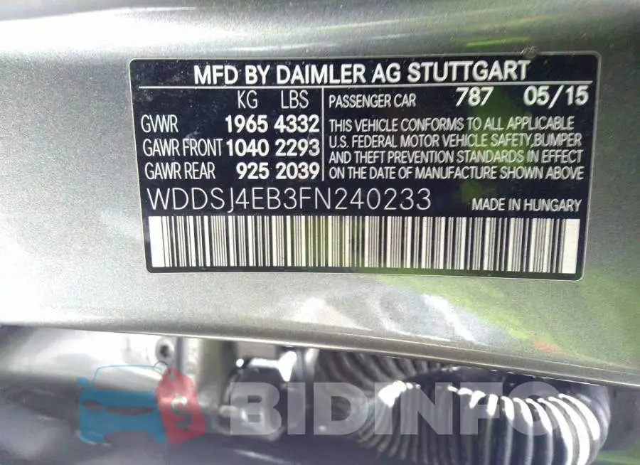 WDDSJ4EB3FN240233 Photo# 9