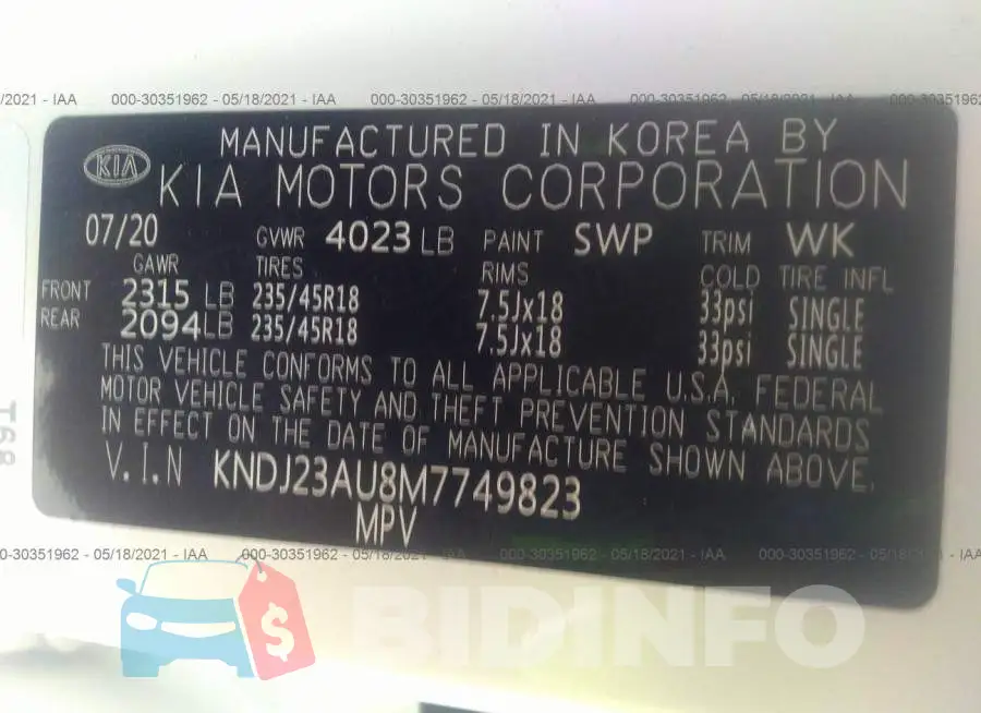 KNDJ23AU8M7749823 Photo# 9