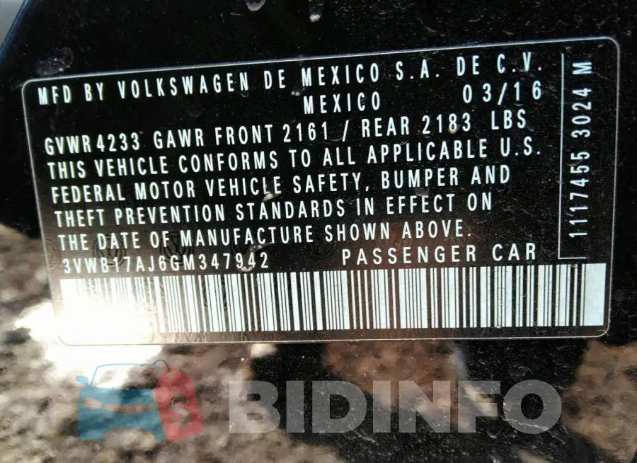 3VWB17AJ6GM347942 Photo# 9