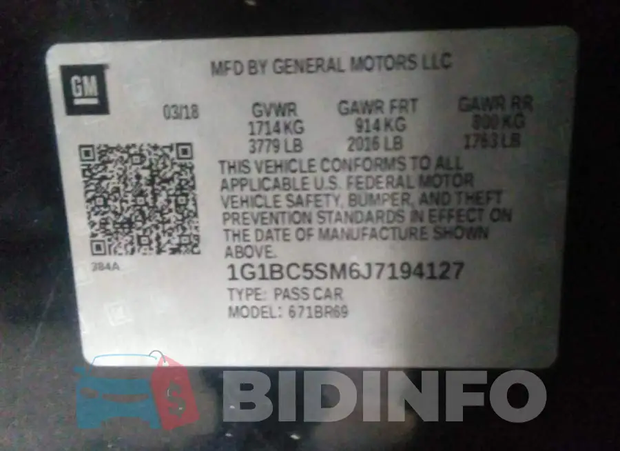 1G1BC5SM6J7194127 Photo# 9