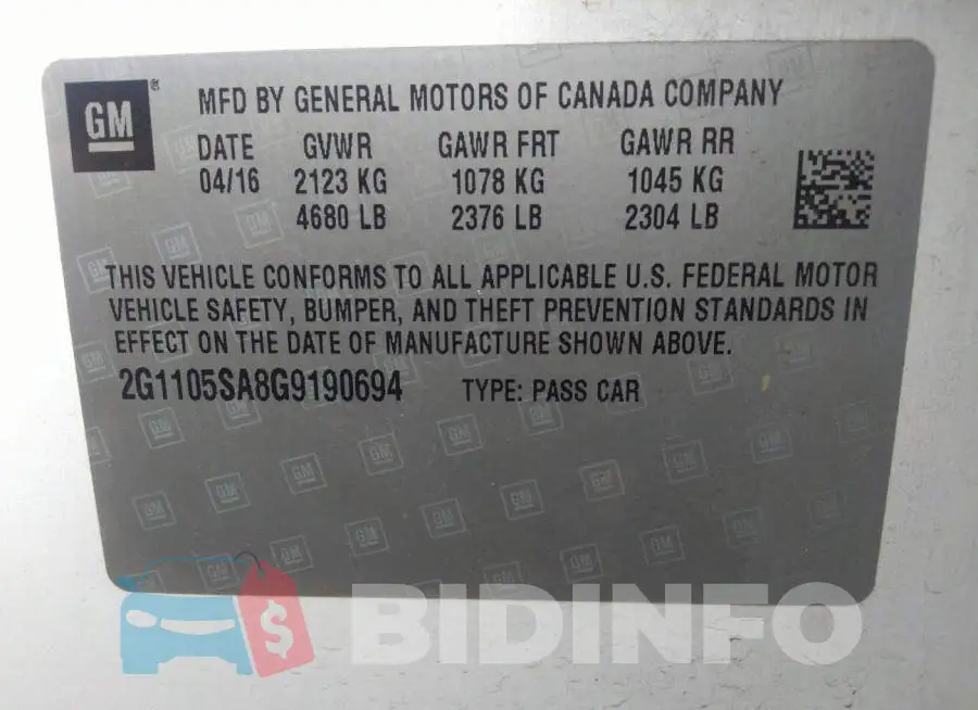 2G1105SA8G9190694 Photo# 9