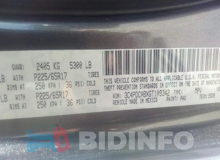 3C4PDCABXGT109342 Photo# 9