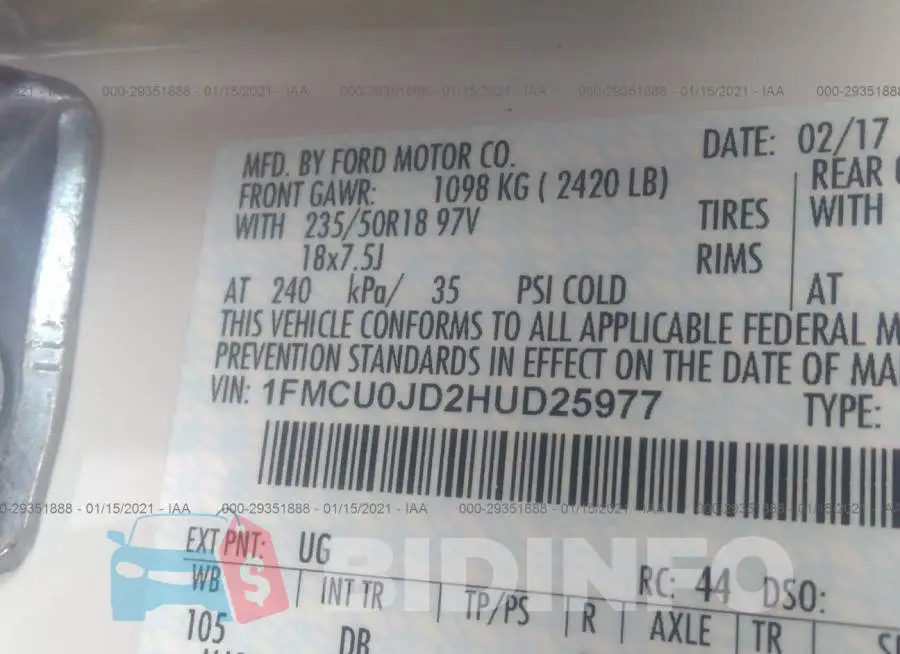 1FMCU0JD2HUD25977 Photo# 9