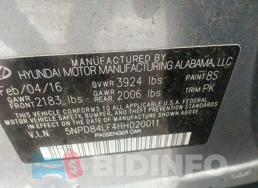5NPD84LF4HH020011 Photo# 9
