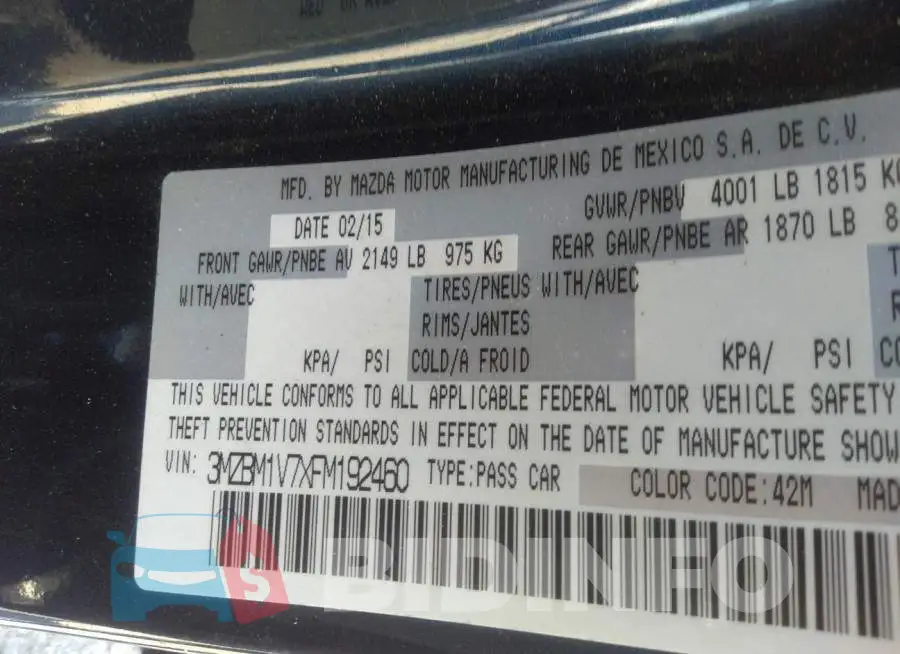 3MZBM1V7XFM192460 Photo# 9