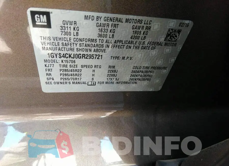 1GYS4CKJ0GR295721 Photo# 9