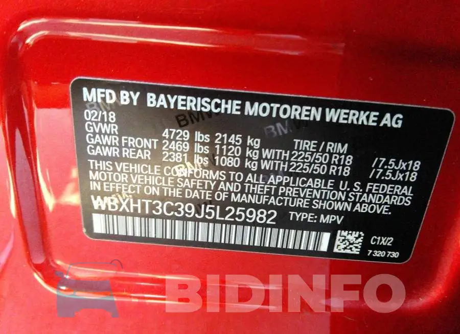 WBXHT3C39J5L25982 Photo# 9