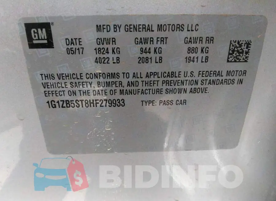 1G1ZB5ST8HF279933 Photo# 9