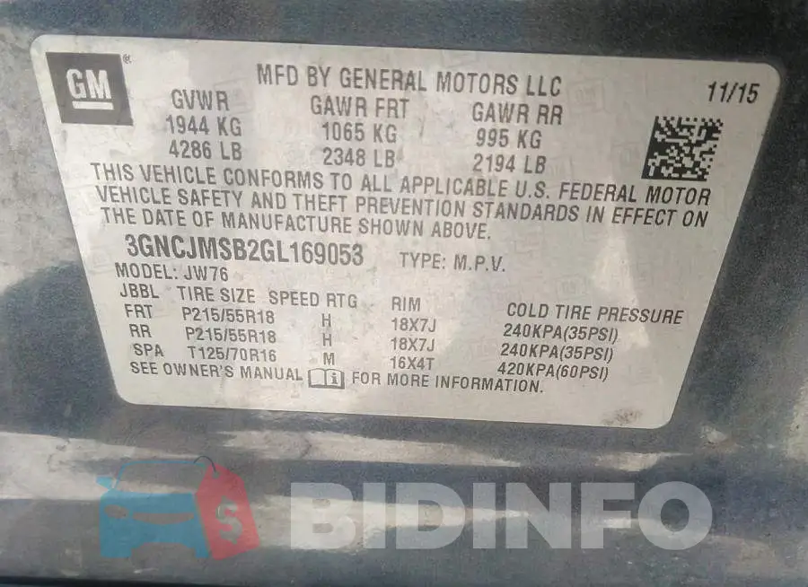 3GNCJMSB2GL169053 Photo# 9