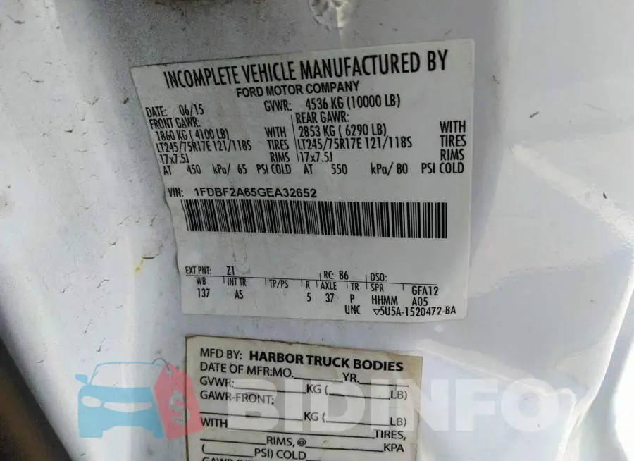 1FDBF2A65GEA32652 Photo# 9