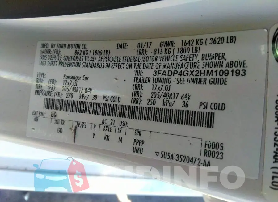 3FADP4GX2HM109193 Photo# 9