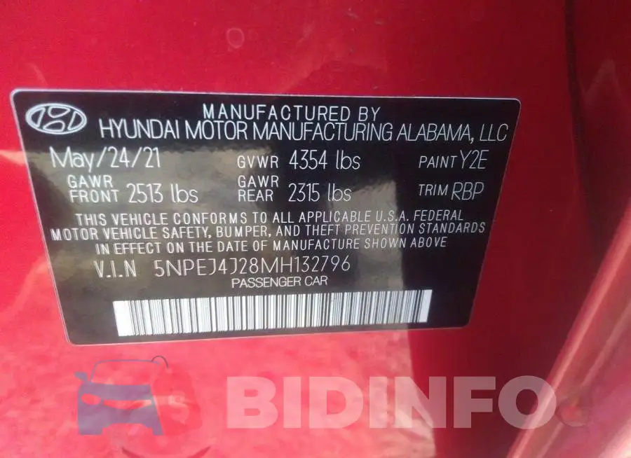 5NPEJ4J28MH132796 Photo# 9