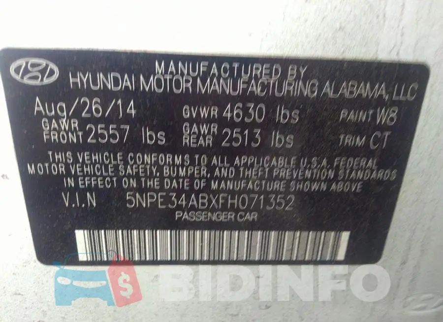 5NPE34ABXFH071352 Photo# 9