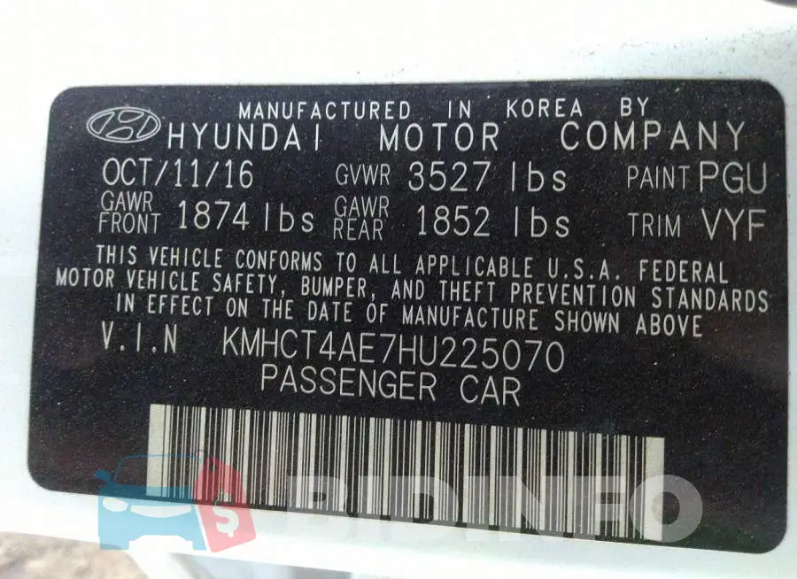 KMHCT4AE7HU225070 Photo# 9
