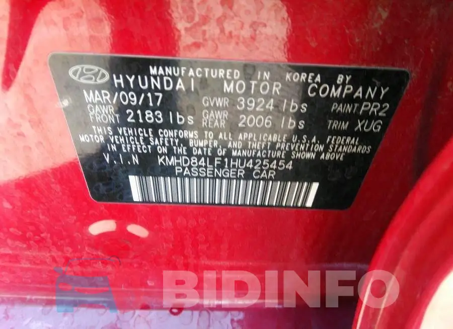 KMHD84LF1HU425454 Photo# 9