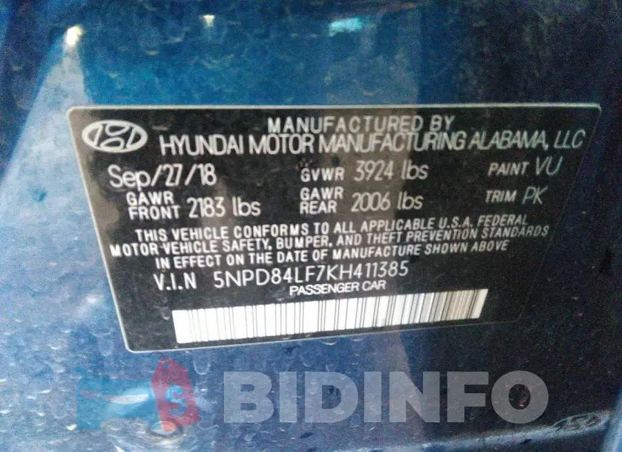 5NPD84LF7KH411385 Photo# 9