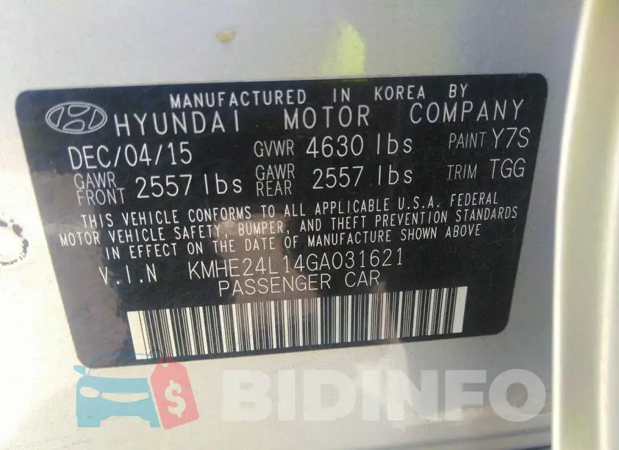 KMHE24L14GA031621 Photo# 9