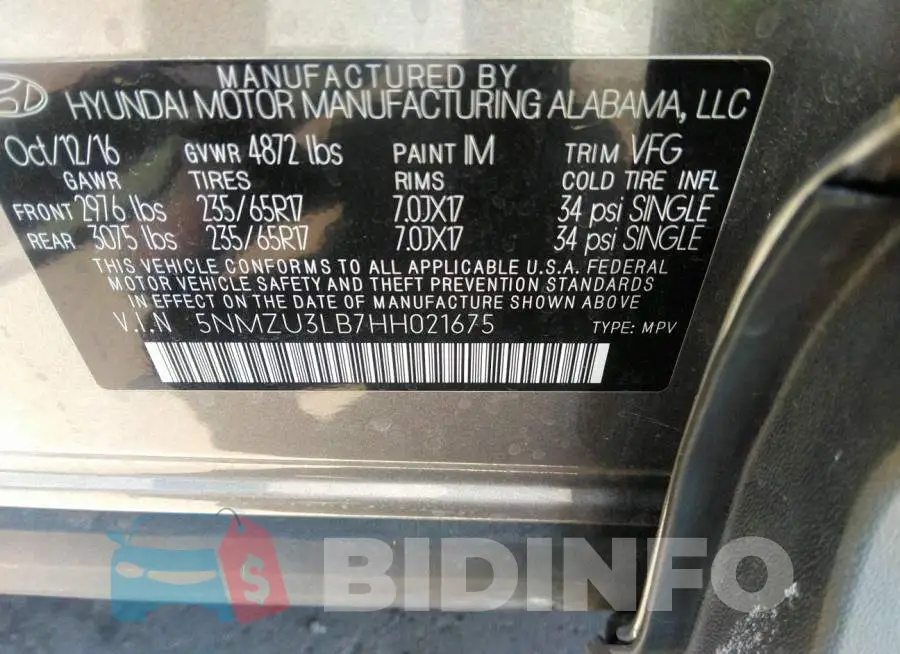 5NMZU3LB7HH021675 Photo# 9