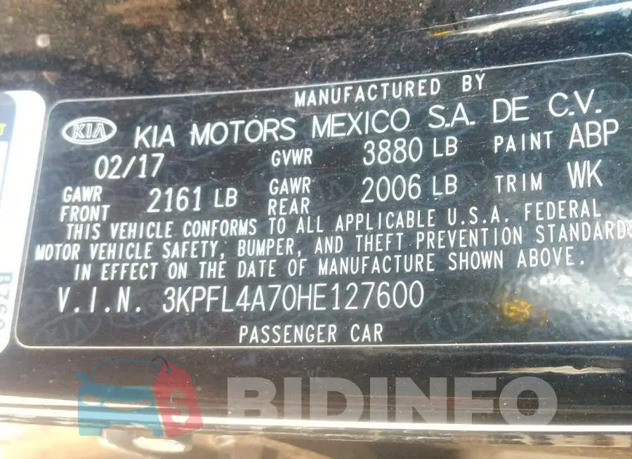 3KPFL4A70HE127600 Photo# 9
