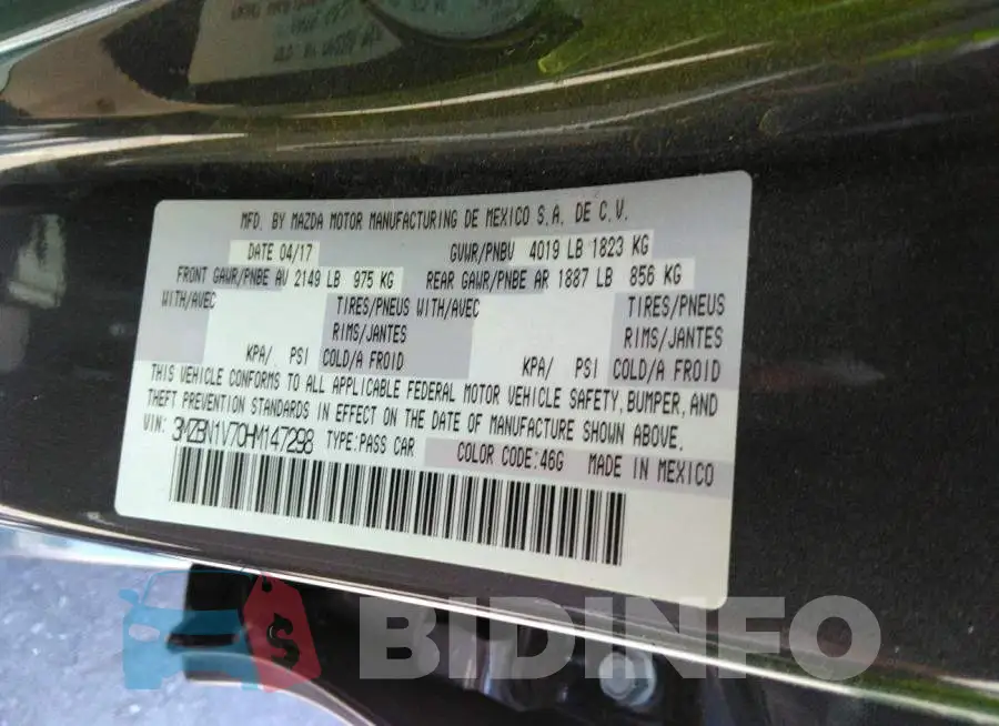 3MZBN1V70HM147298 Photo# 9